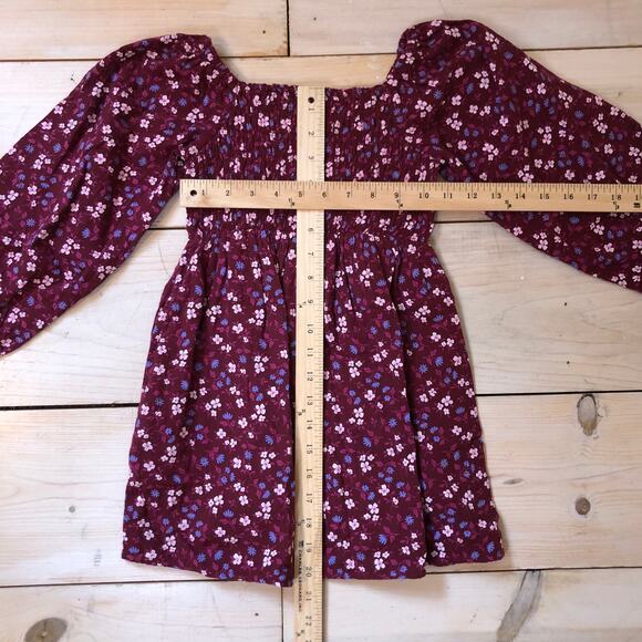 Cat & Jack NWT Girls' Maroon Smocked Floral Dress Size XS (4/5) - Picture 7 of 7